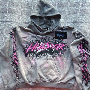 AUTHENTIC NEW HELLSTAR FUTURE FLAMES HOODIE GREY SIZE MEDIUM "SCANNABLE TAG"